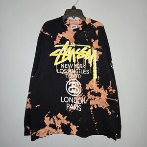 Stussy Style World Tour Graphic Pro Club Heavyweight Long Sleeve‎ Shirt XL